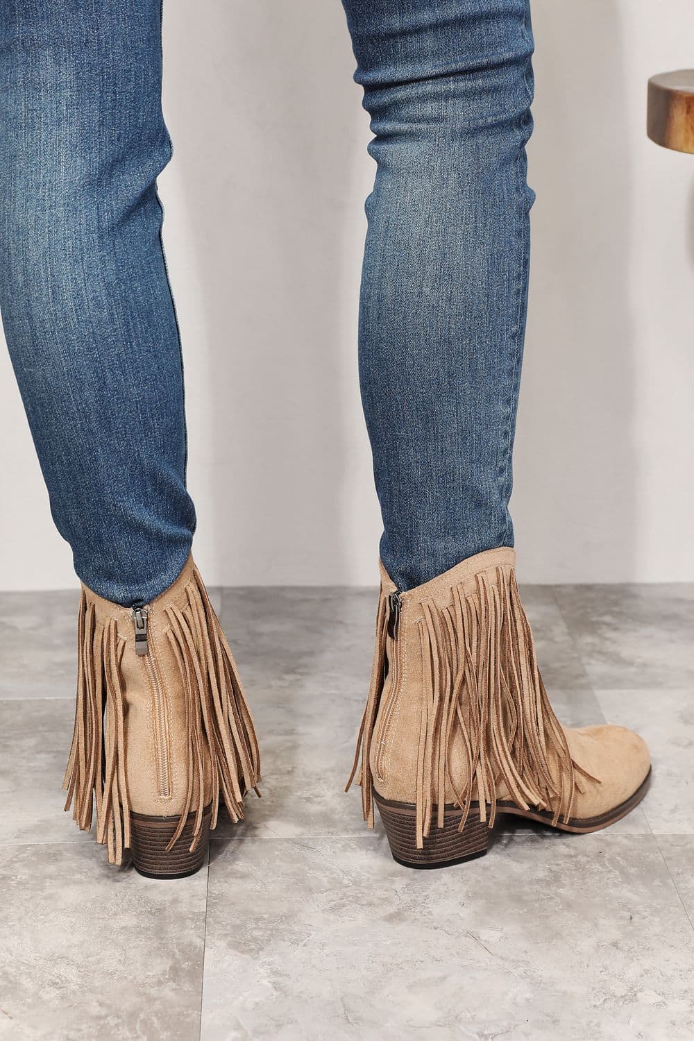Legend Women's Fringe Cowboy Western Ankle Boots - Khaki / 7 - Thumbnail 5