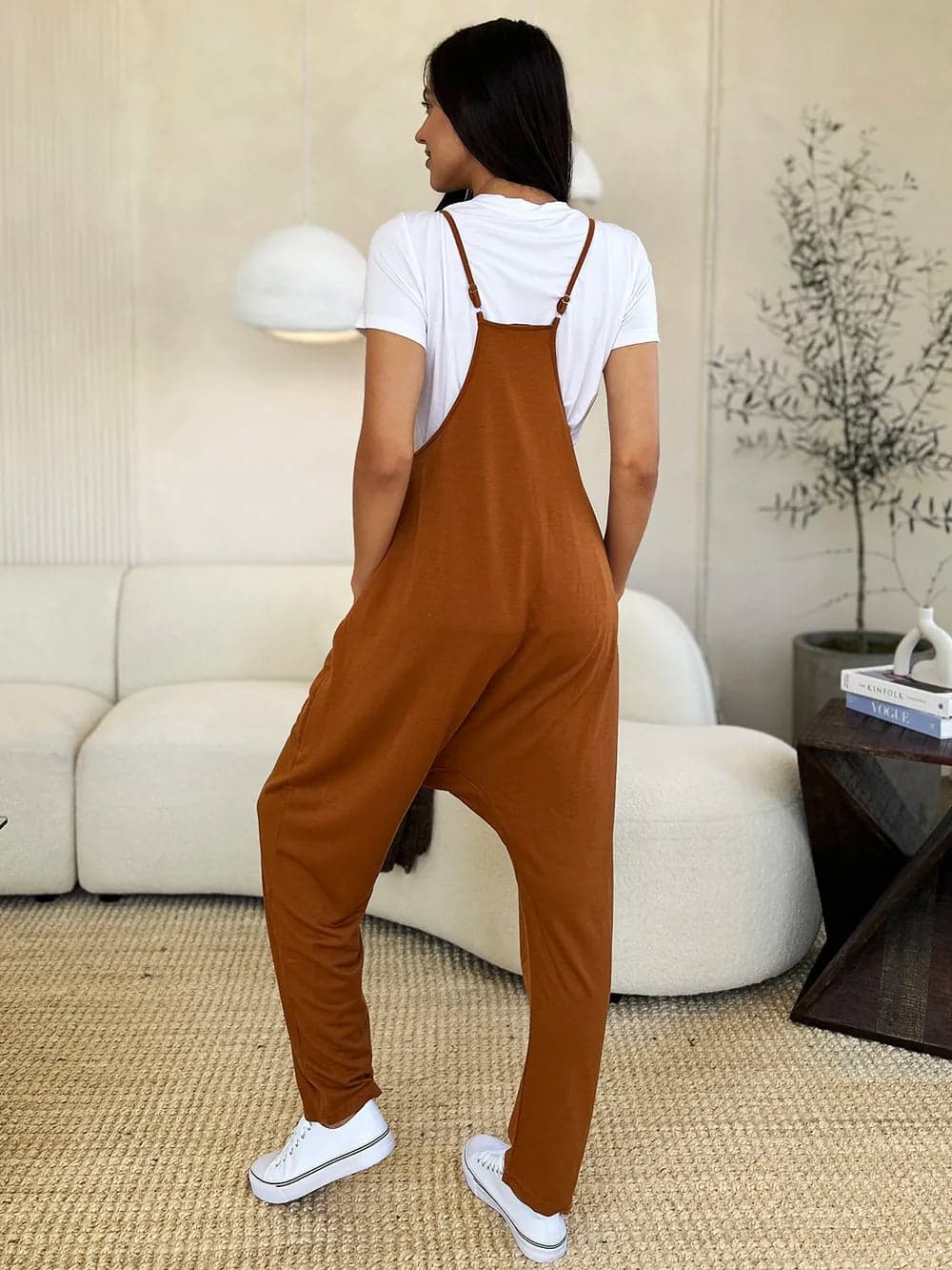 Double Take Full Size Sleeveless V-Neck Pocketed Jumpsuit - Orange / 3XL - Thumbnail 14