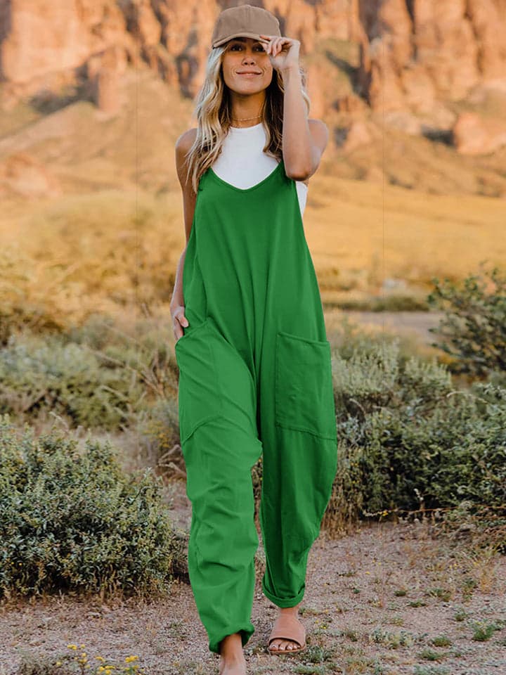Double Take Full Size Sleeveless V-Neck Pocketed Jumpsuit - Orange / 3XL - Thumbnail 17