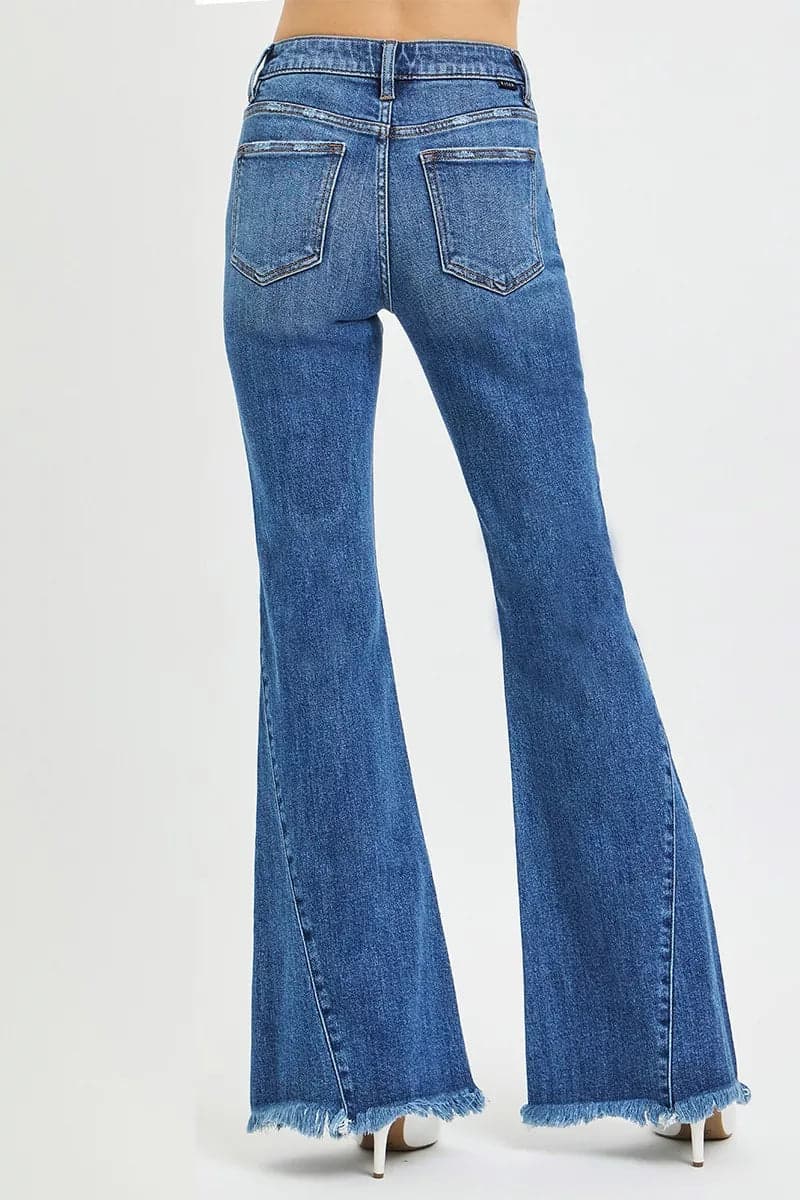 RISEN Mid Rise Flare Side Seam Detailing Jeans - DARK / 11 - Thumbnail 5
