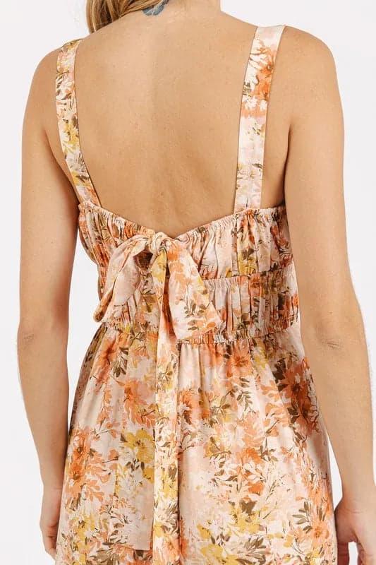 Mittoshop Flower Print Gathered Bust Sleeveless Jumpsuit - Ginger / S - Thumbnail 5
