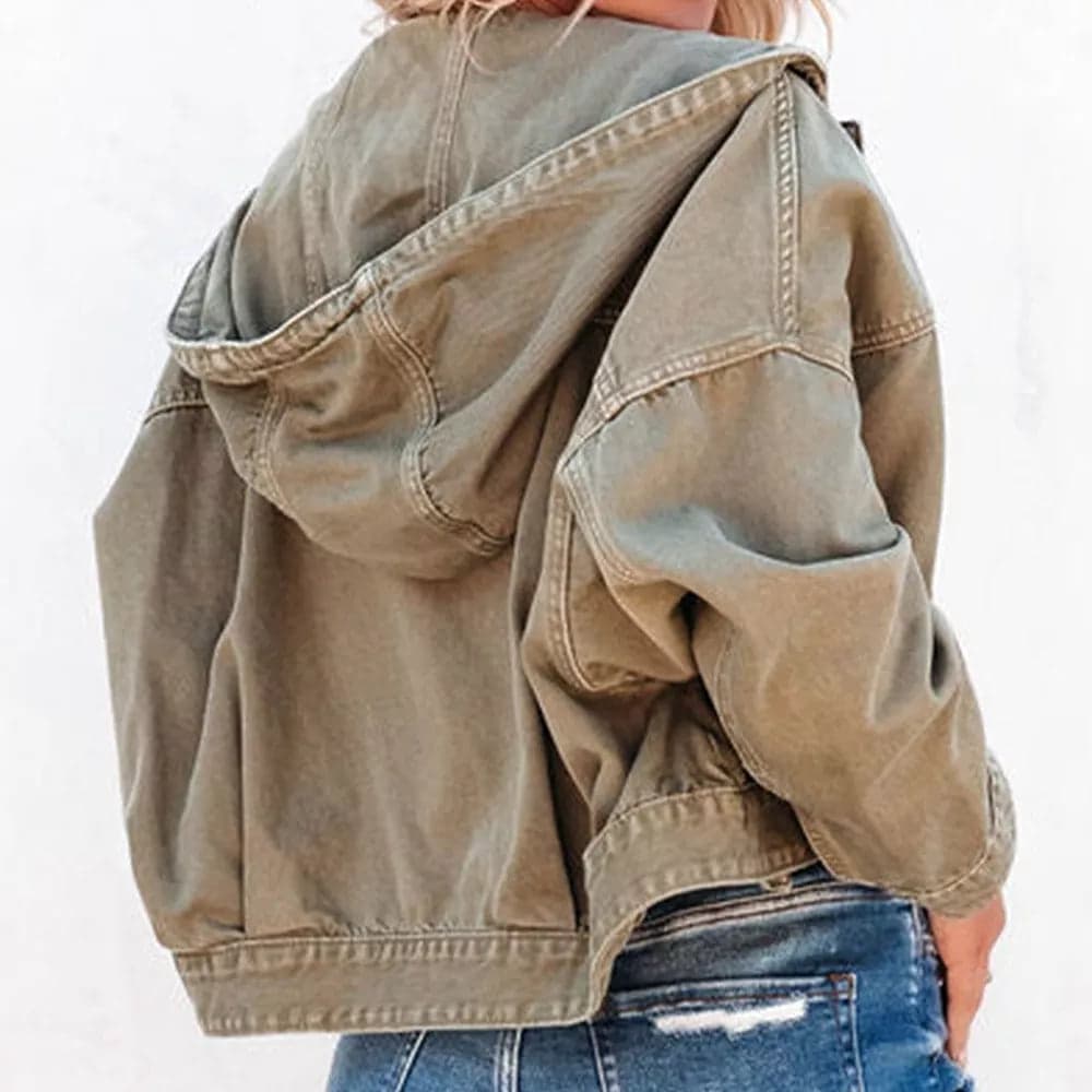 Hooded Dropped Shoulder Denim Jacket - Royal Blue / XL - Thumbnail 12