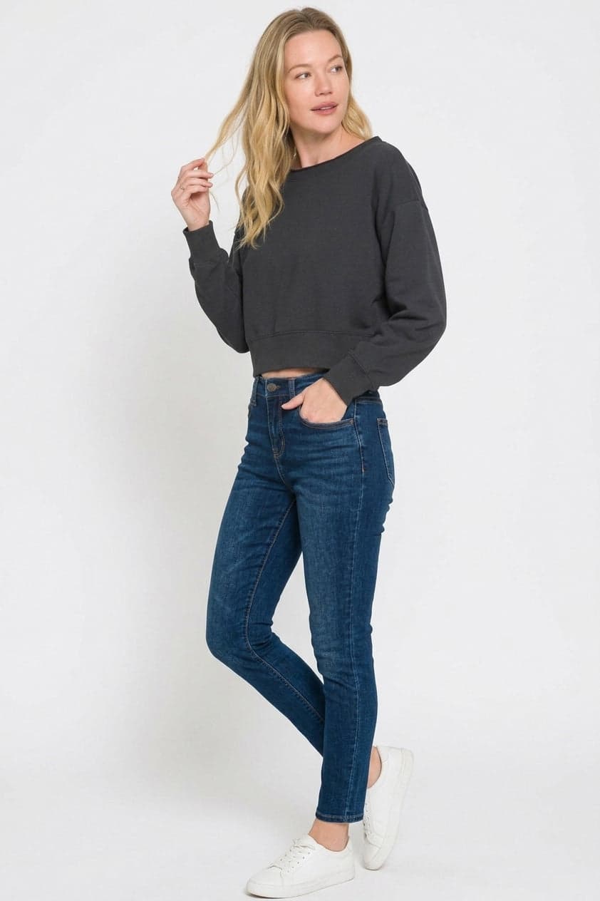 Zenana Fleece Boat-neck Sweatshirt - BLACK / S - Thumbnail 3