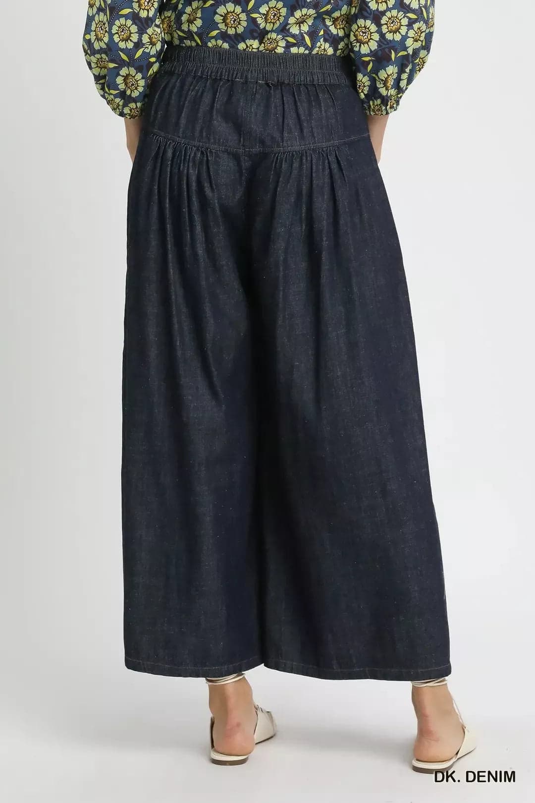Umgee Stone Washed Wide-Leg Button-Front Culottes - DK. DENIM / L - Thumbnail 3