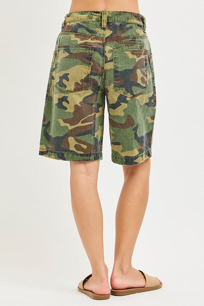 RISEN Camo Print Slouchy Jorts with Eyelet Drawstring - CAMO / S - Thumbnail 5