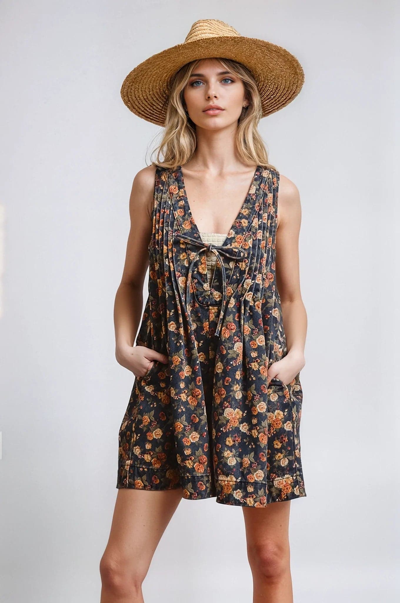 Vintage Bloom Denim Romper - XL - Thumbnail 4