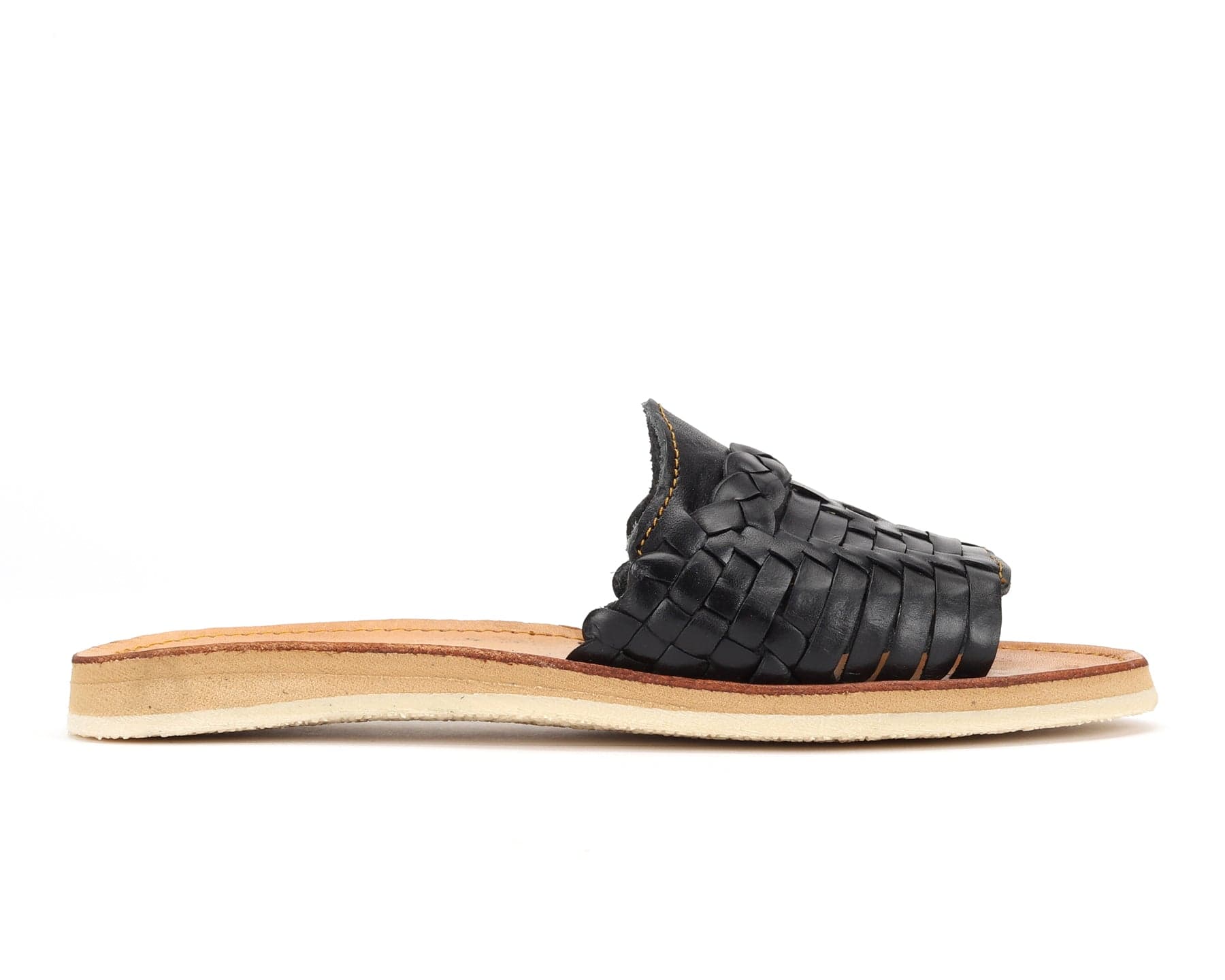Huarache Peep-Toe Slides Black - 7 - Thumbnail 3