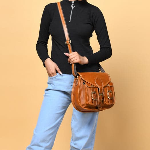2-Pocket Leather Sling For Women - Thumbnail 2