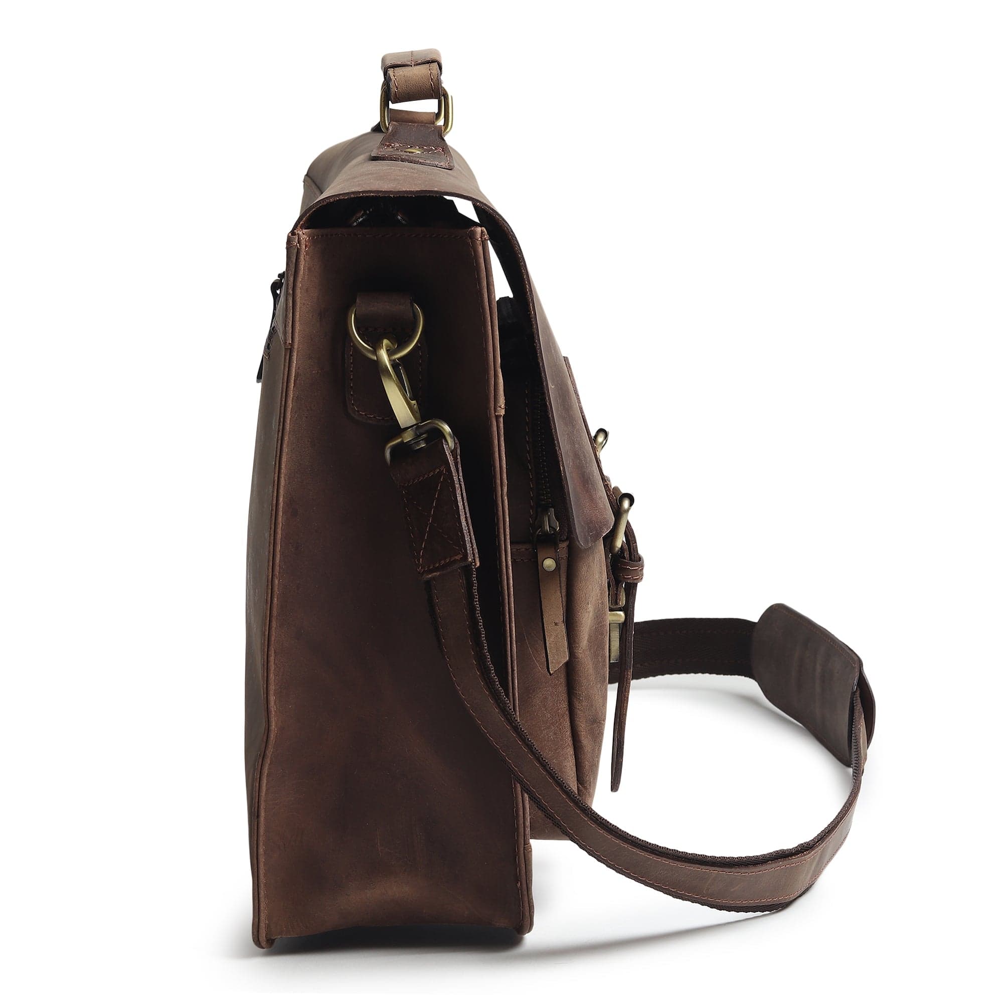 Buffalo Leather Messenger Bag - 16 Inch - Thumbnail 8
