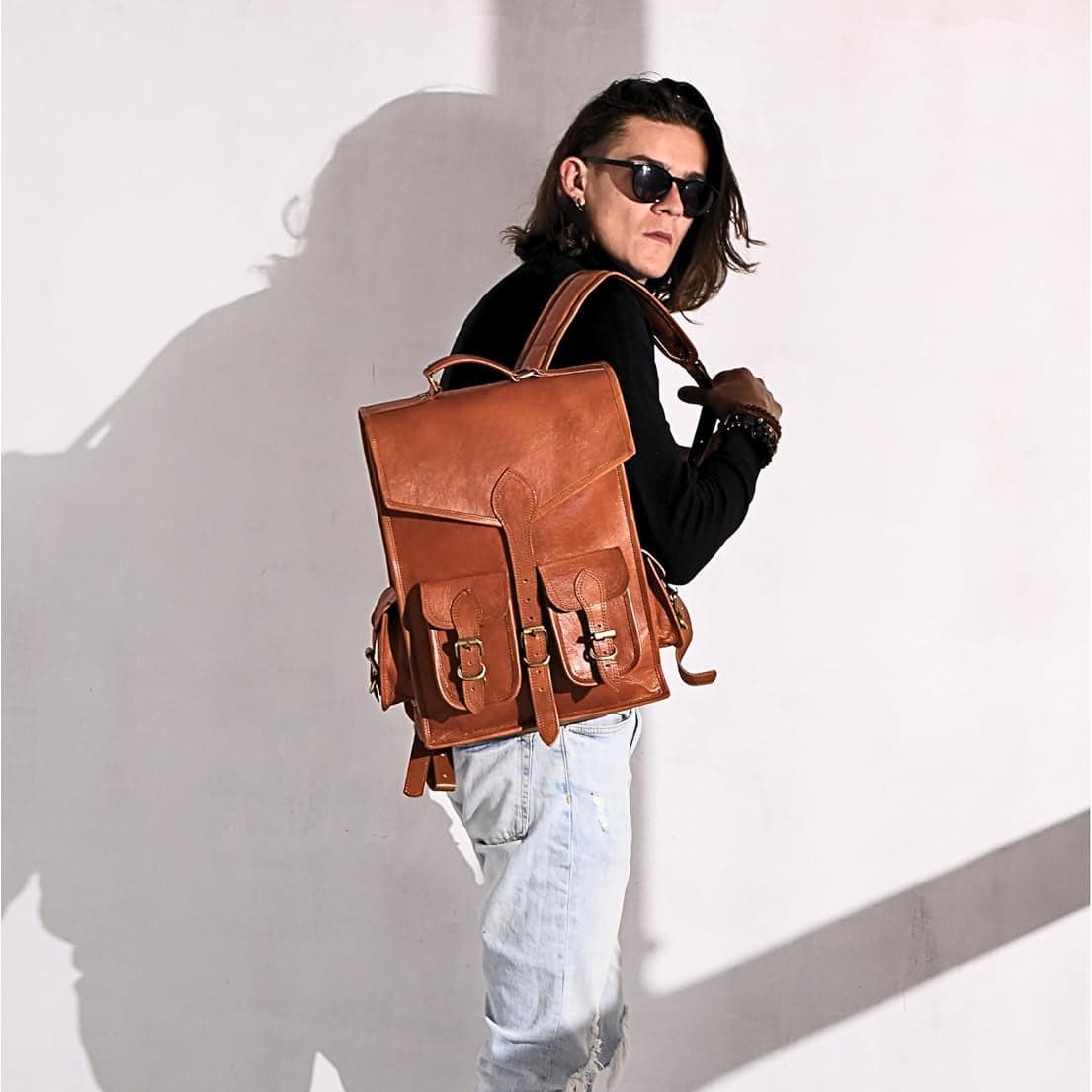 Vintage Leather Backpack Rucksack - Thumbnail 2