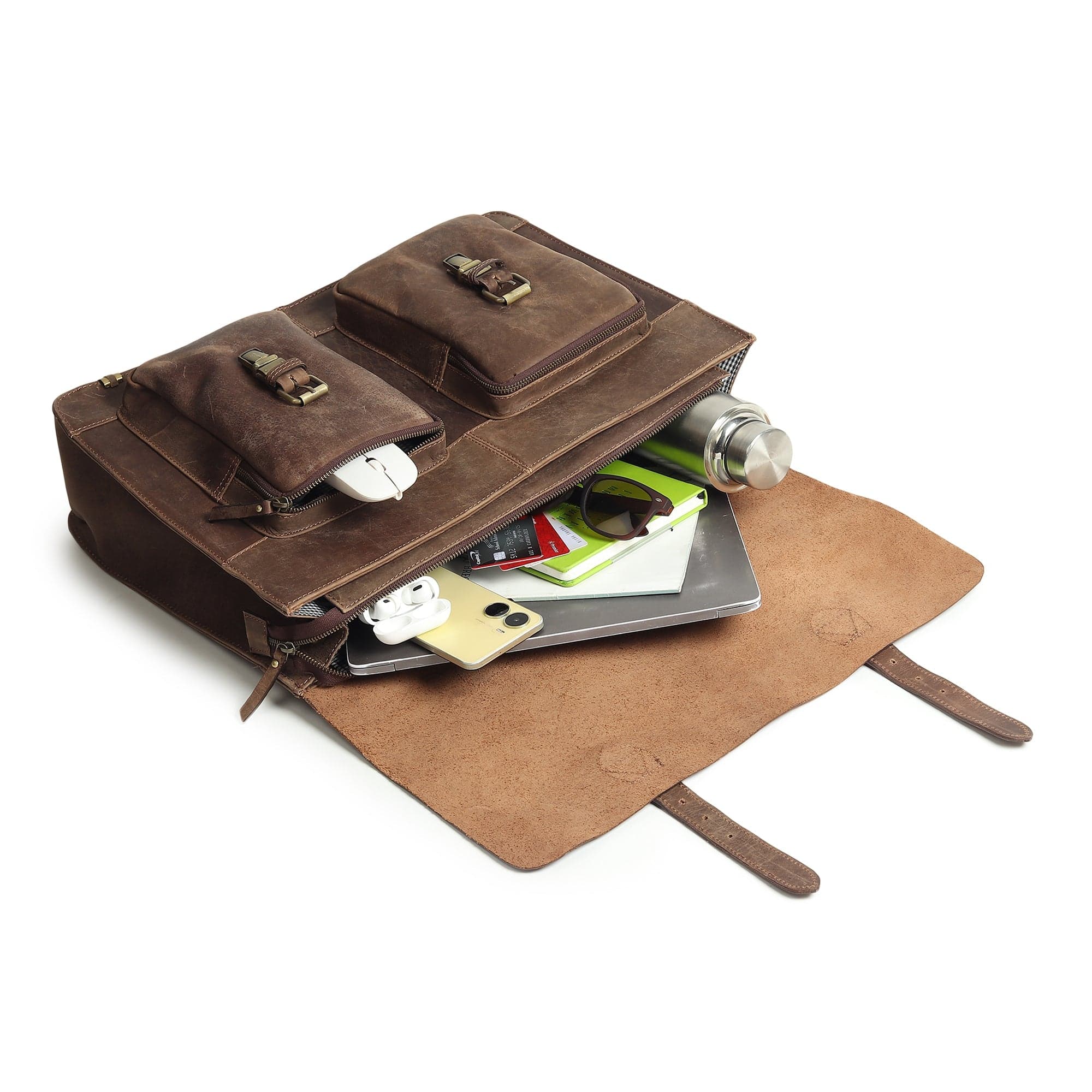 Buffalo Leather Messenger Bag - 16 Inch - Thumbnail 10
