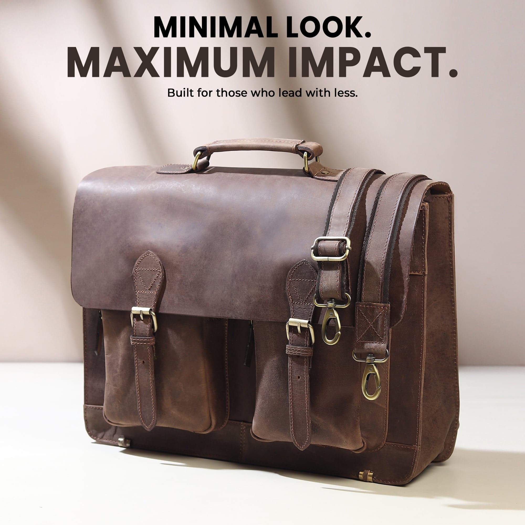 Buffalo Leather Messenger Bag - 18 Inch - Thumbnail 6