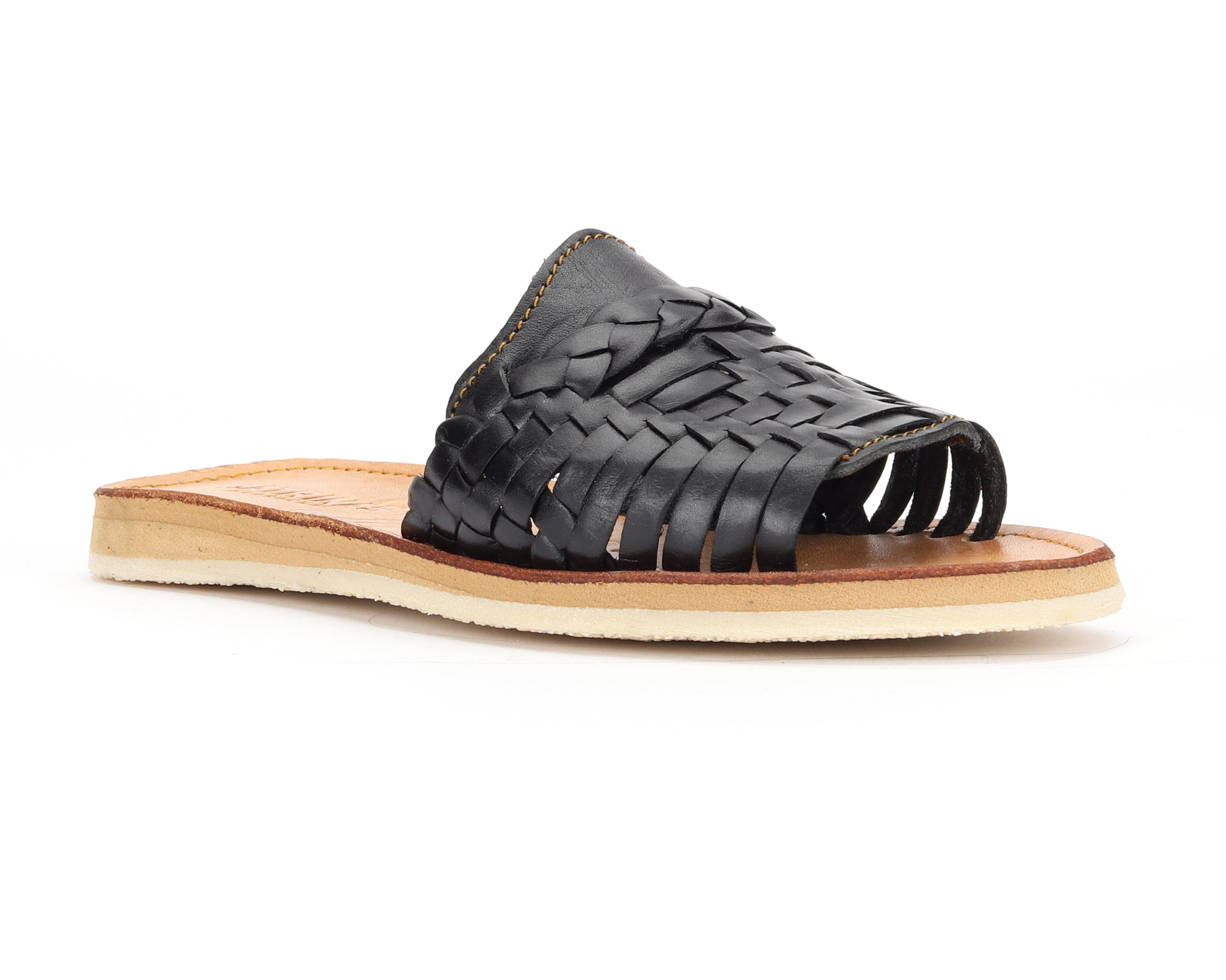 Huarache Peep-Toe Slides Black - 6 - Thumbnail 2