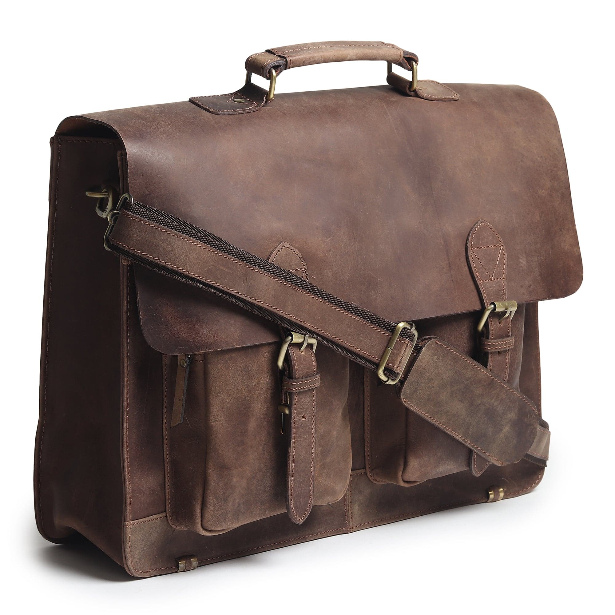 Buffalo Leather Messenger Bag - 18 Inch - Thumbnail 3