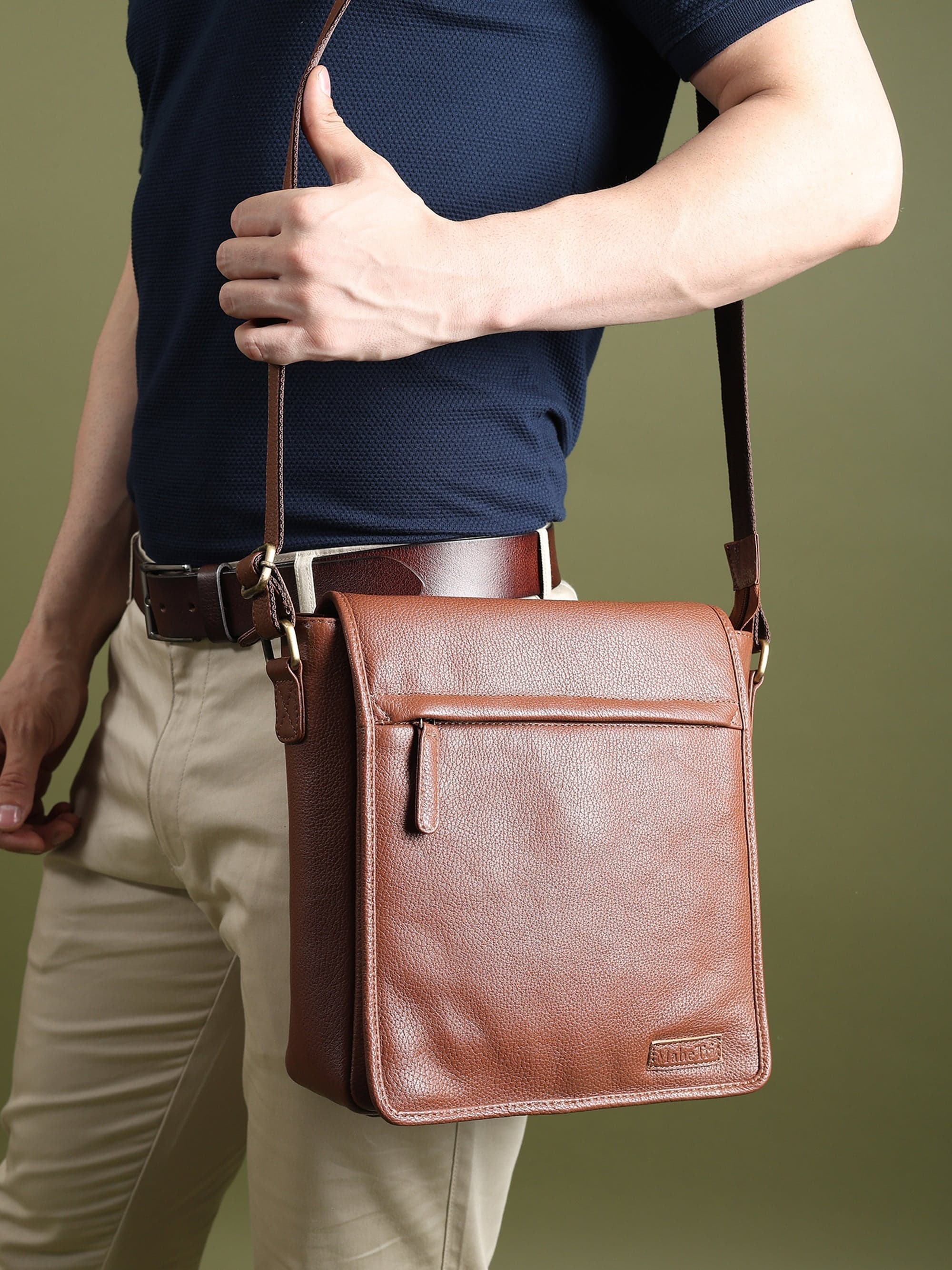 Leather Crossbody Bag for Travel Work - Thumbnail 5