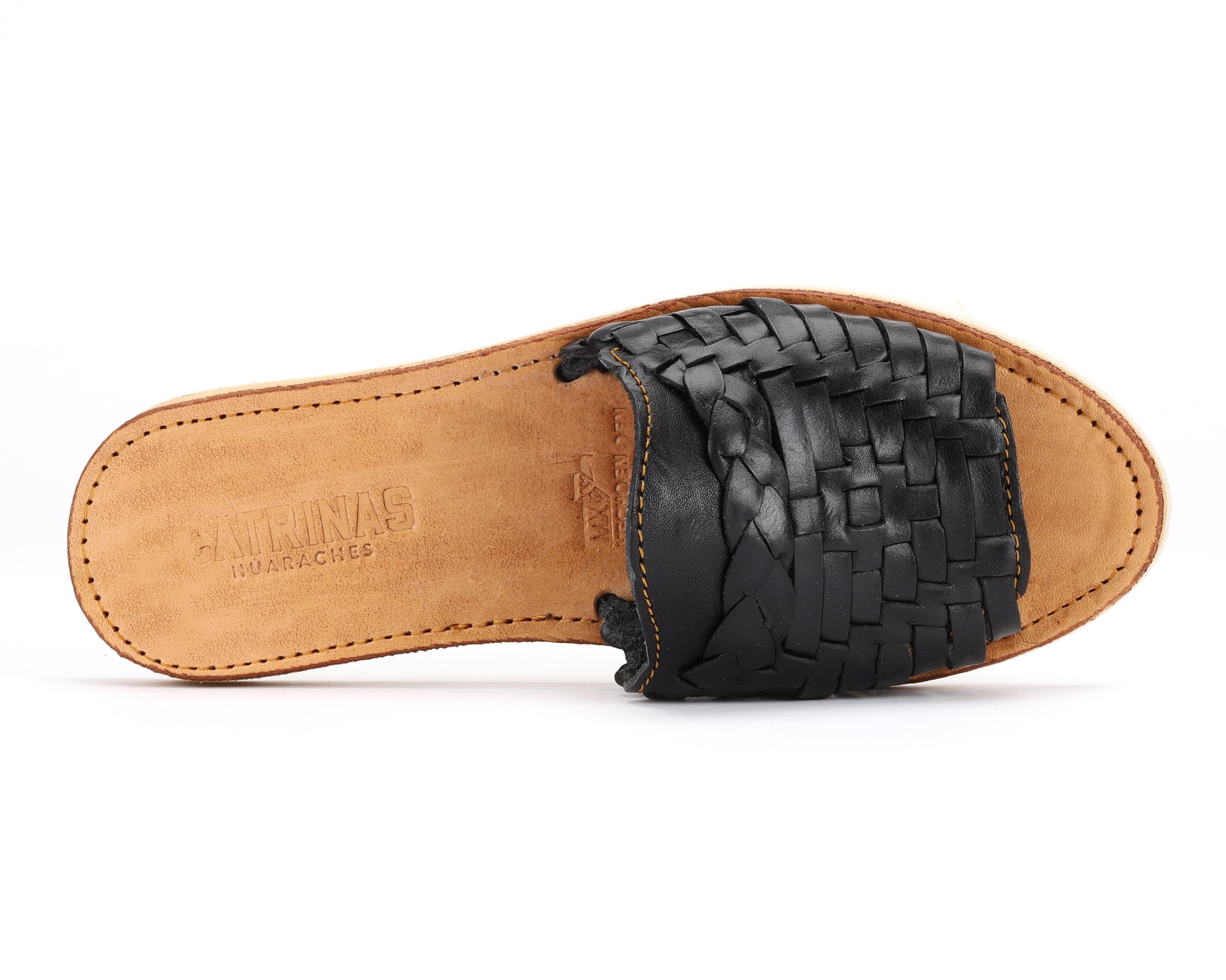 Huarache Peep-Toe Slides Black - 10 - Thumbnail 4