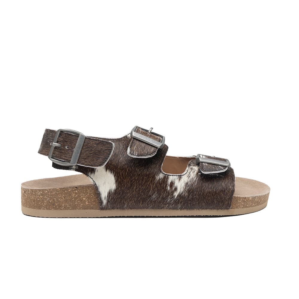 Mountain Path Leather Sandals In Dark & Light Hair-On Hide - 9 - Thumbnail 4