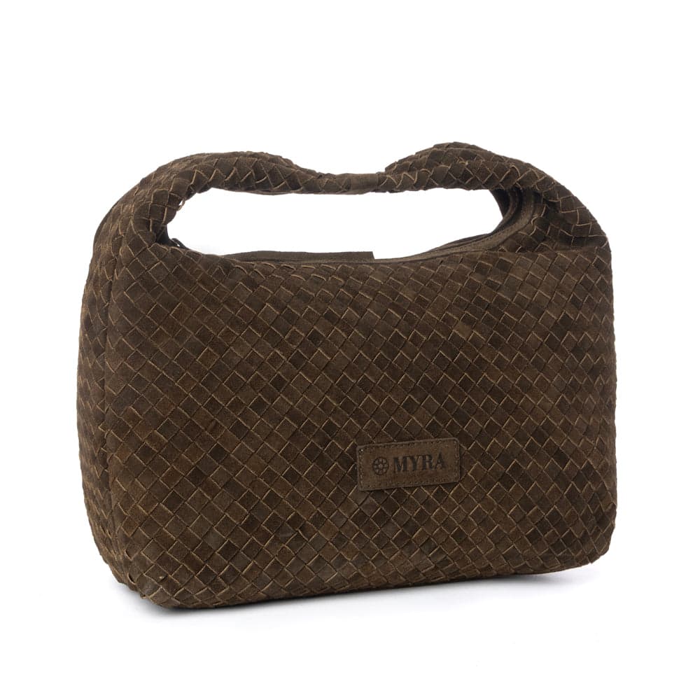 Myra Saddle Weave Genuine Suede Leather Bag in Bridle Bronze - Bridle Bronze - Thumbnail 2