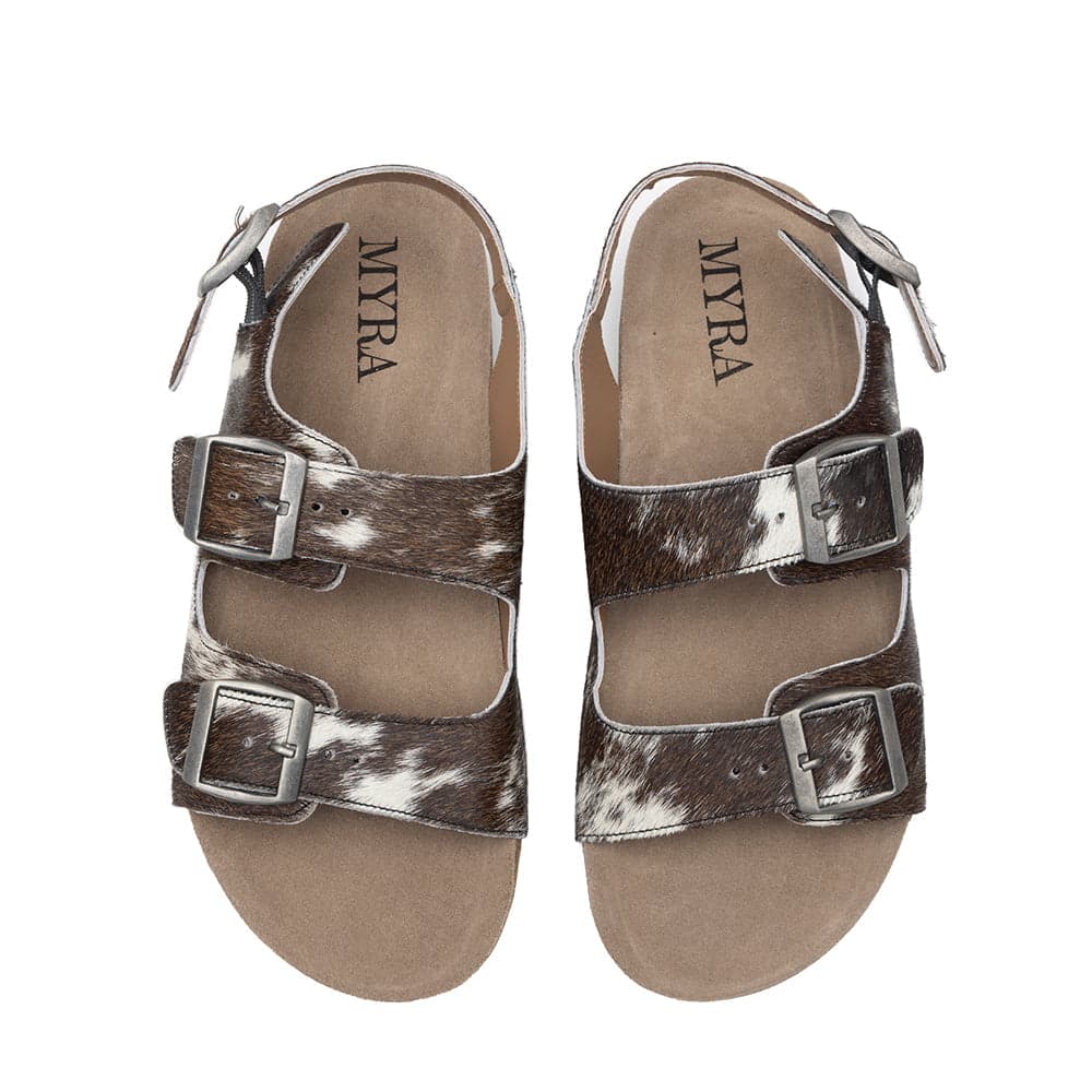 Mountain Path Leather Sandals In Dark & Light Hair-On Hide - 8 - Thumbnail 2