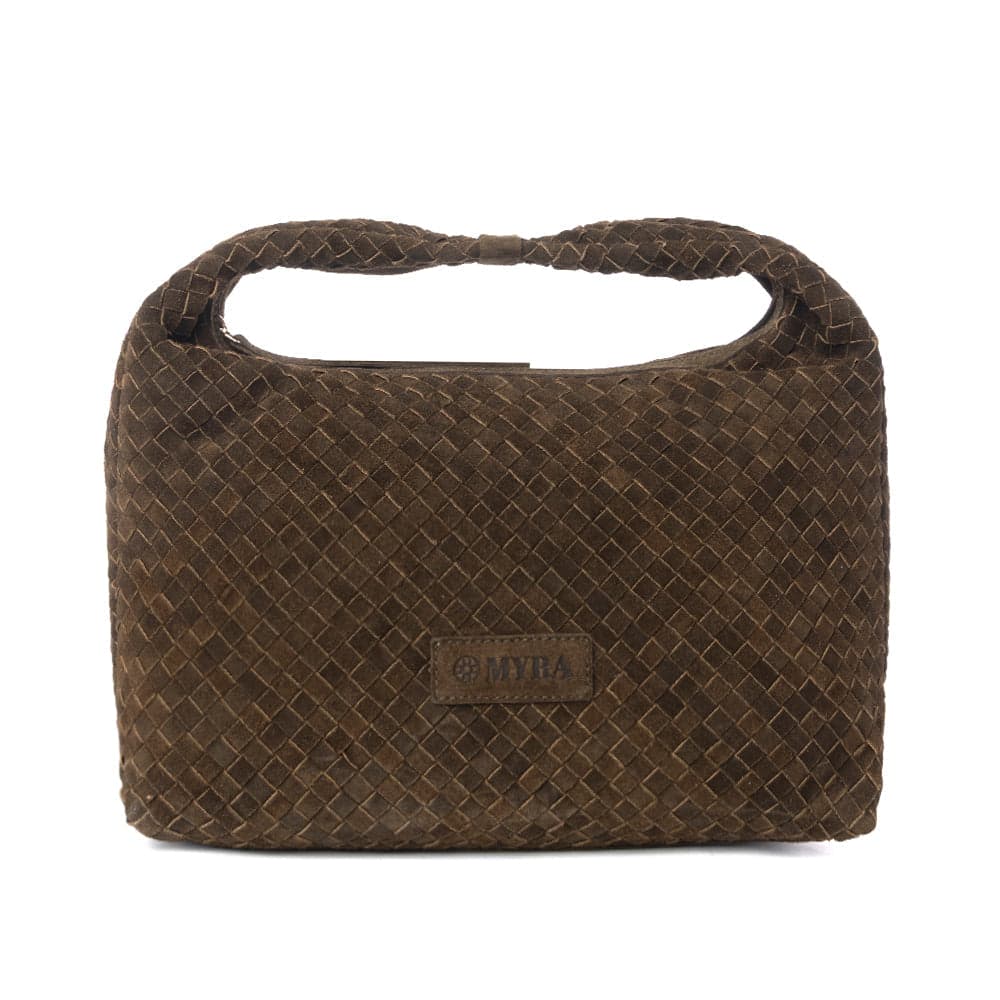 Myra Saddle Weave Genuine Suede Leather Bag in Bridle Bronze - Bridle Bronze