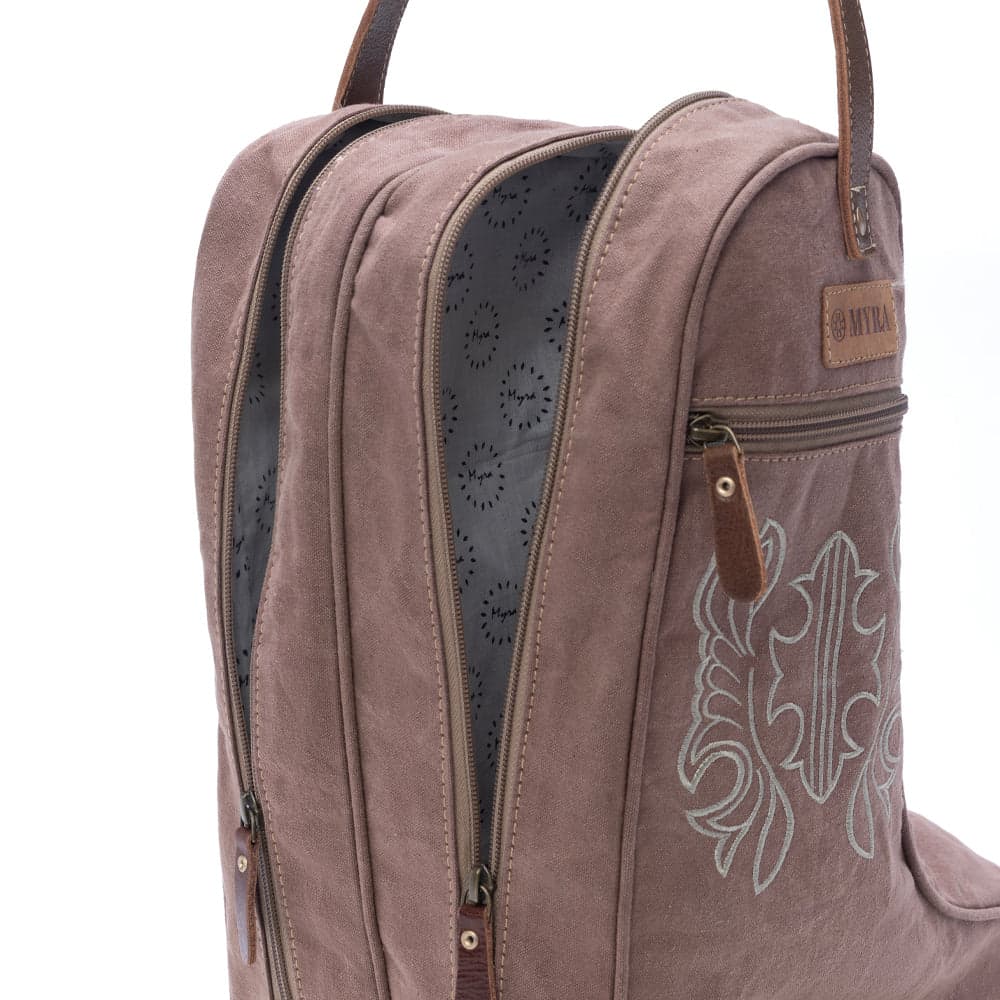 Myra Sunstone Cotton & Leather Boot Bag in Sandy Taupe - Sandy Taupe - Thumbnail 5