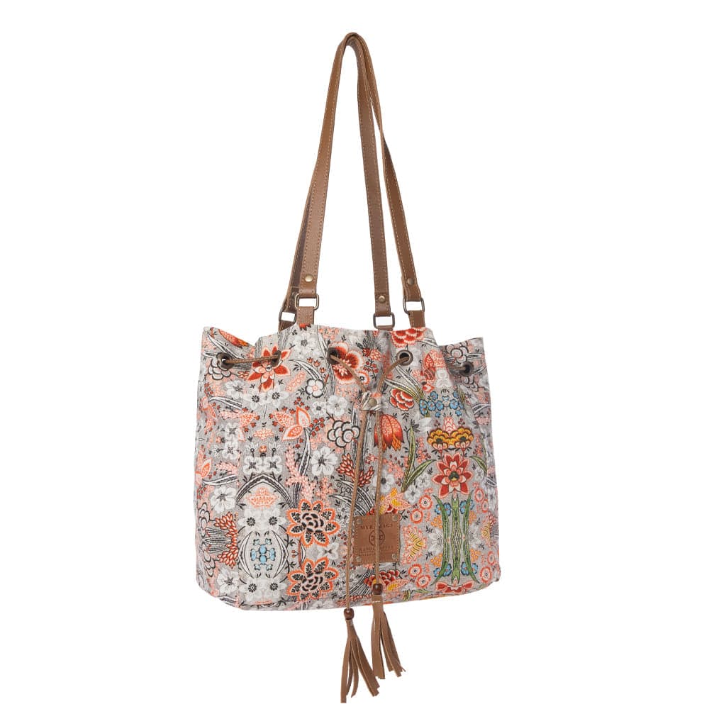 Myra Southern Bloom Cotton & Leather Bucket Bag in Clay Blossom - Clay Blossom - Thumbnail 2