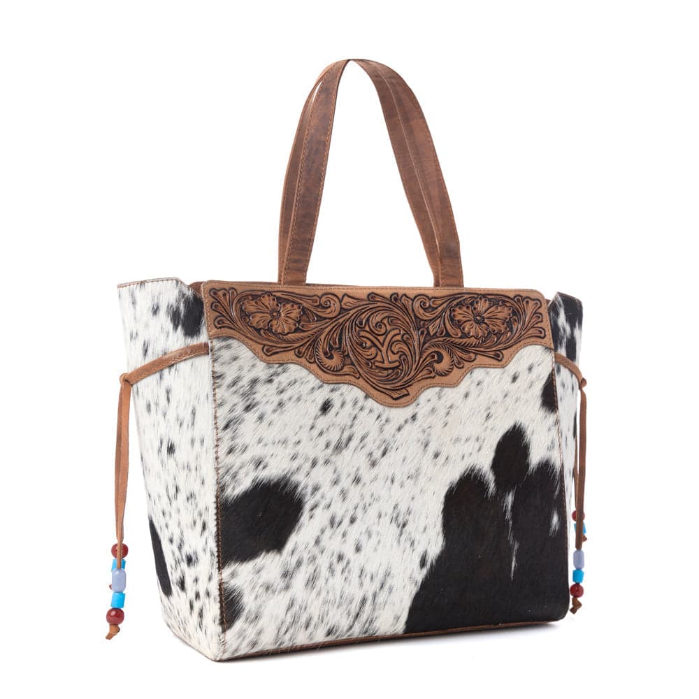 Myra Yellowstone Winter Prairie Handtooled Bag in Ivory Toffee - Ivory Toffee - Thumbnail 2