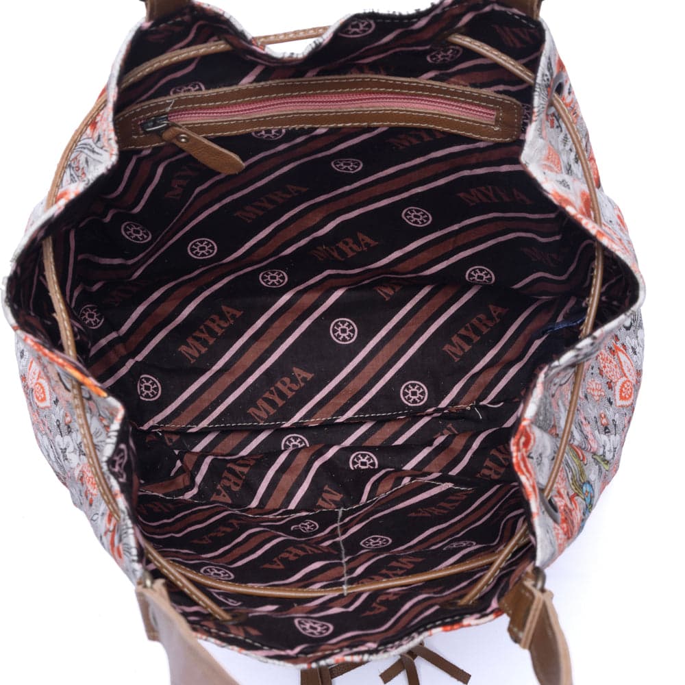 Myra Southern Bloom Cotton & Leather Bucket Bag in Clay Blossom - Clay Blossom - Thumbnail 4