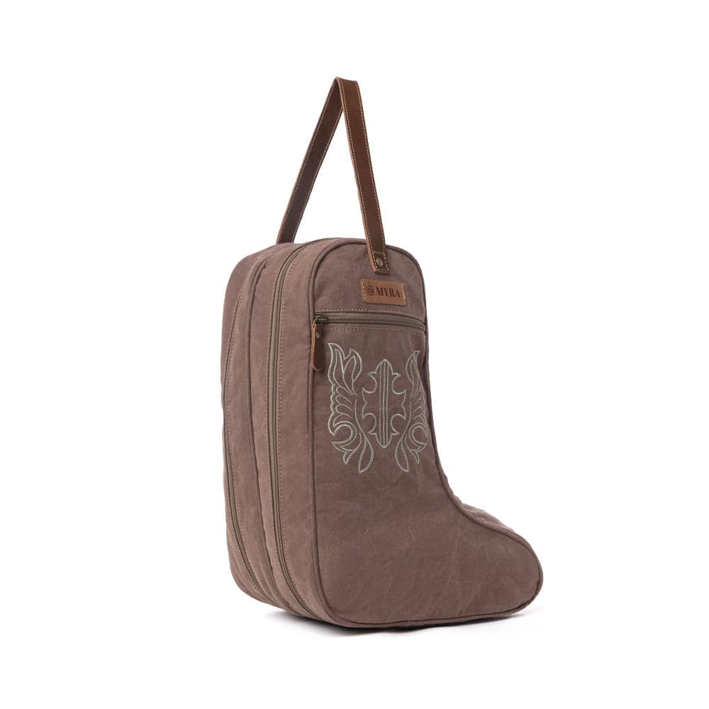Myra Sunstone Cotton & Leather Boot Bag in Sandy Taupe - Sandy Taupe - Thumbnail 2