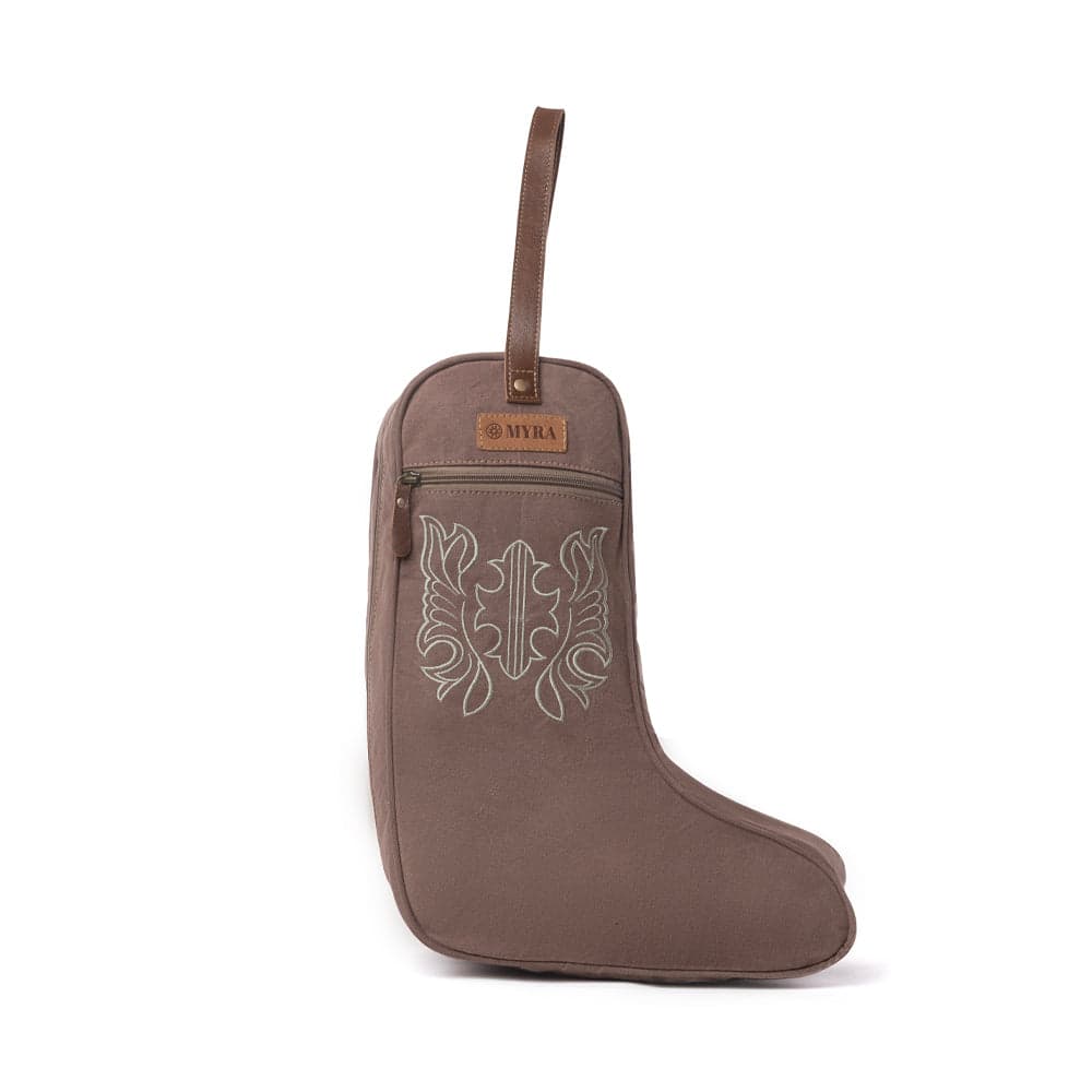 Myra Sunstone Cotton & Leather Boot Bag in Sandy Taupe - Sandy Taupe