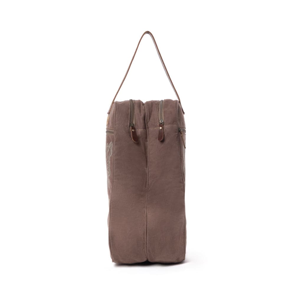 Myra Sunstone Cotton & Leather Boot Bag in Sandy Taupe - Sandy Taupe - Thumbnail 4