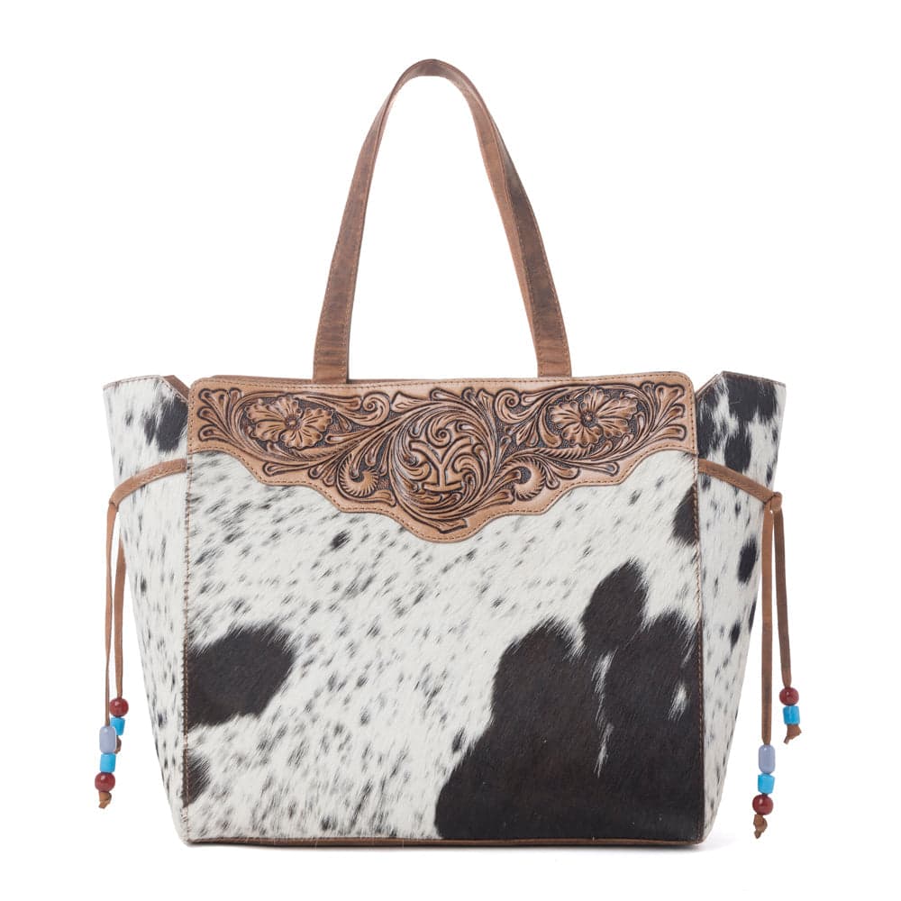 Myra Yellowstone Winter Prairie Handtooled Bag in Ivory Toffee - Ivory Toffee