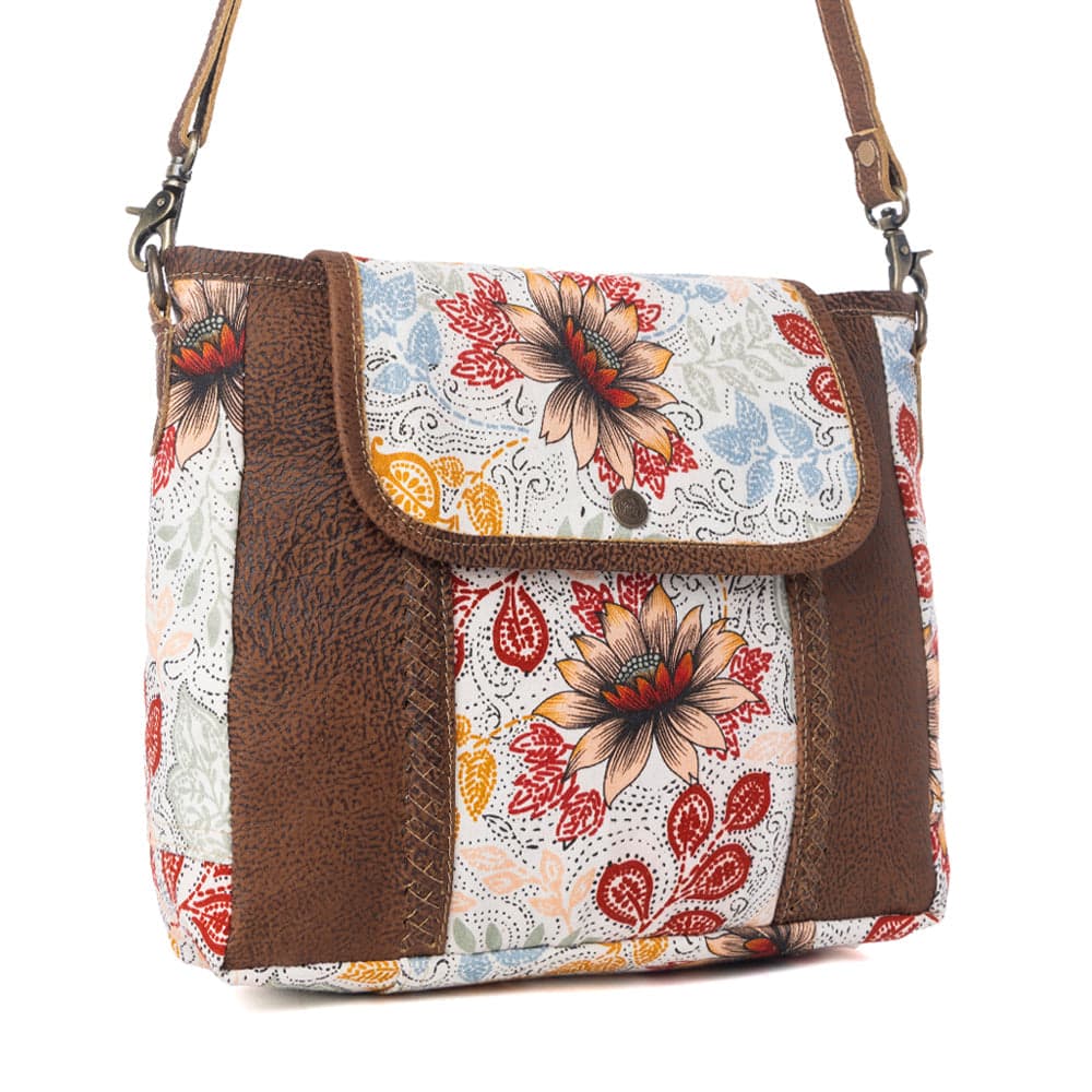 Myra Oakline Cotton & Leather Shoulder Bag in Powder Brown - Powder Brown - Thumbnail 2