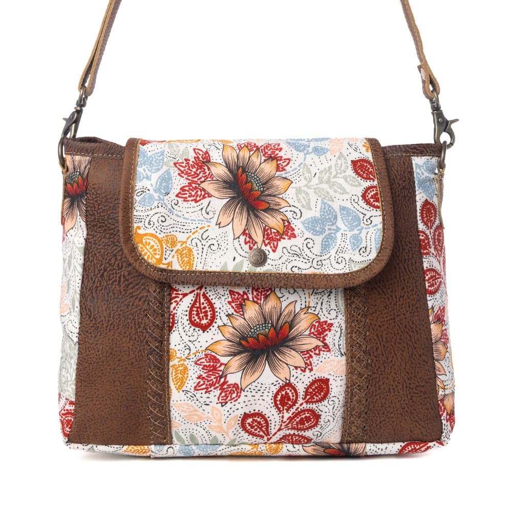 Myra Oakline Cotton & Leather Shoulder Bag in Powder Brown - Powder Brown