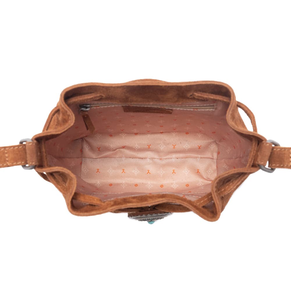 Myra Yellowstone Sundown Ember Suede Leather Bucket Bag in Maple Brown - Maple Brown - Thumbnail 5