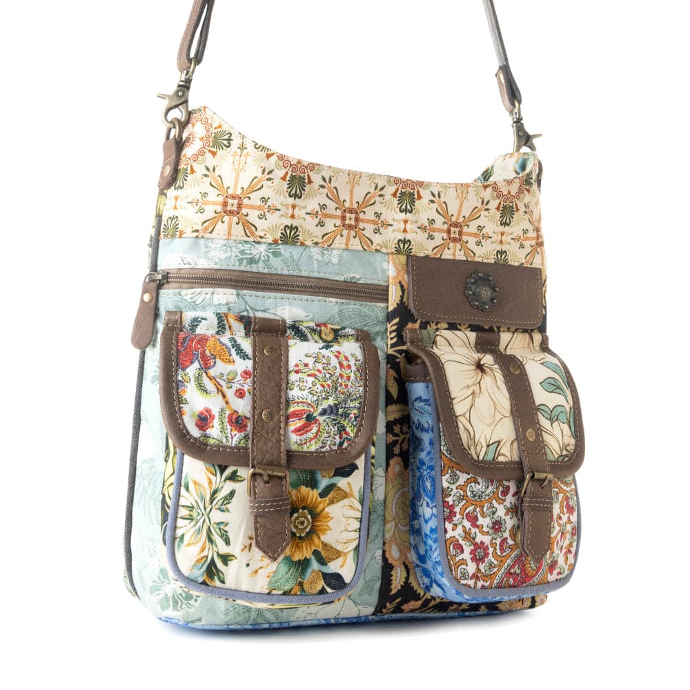 Myra Le Fleur Bel Cowgirl Shoulder Bag for Women in yellow floral with leather and Concho details - Yellow Floral - Thumbnail 2