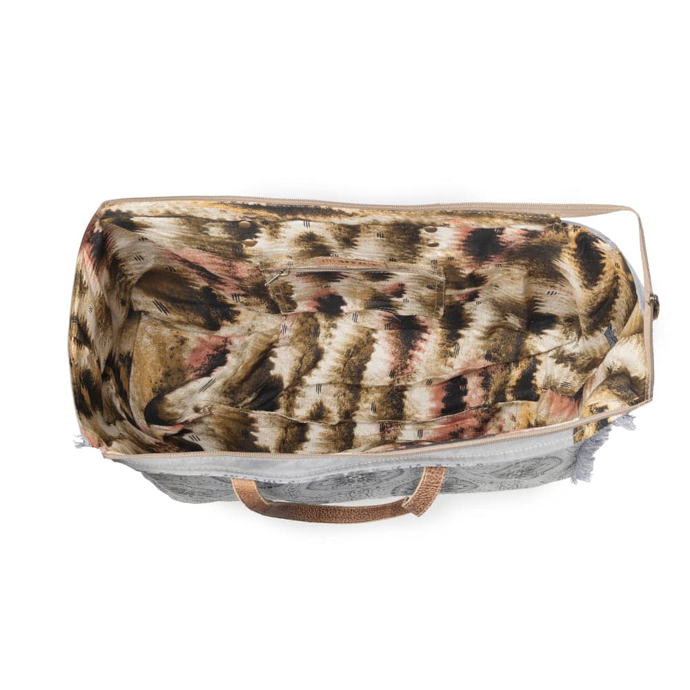 Myra Wild Compass Weekender Bag for Women in sage with vintage print detail - Sage - Thumbnail 4