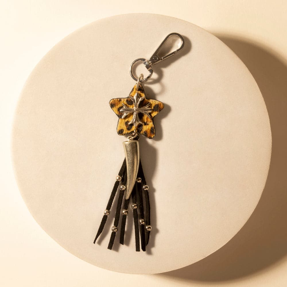 Myra Rodeostar Fringe Keychain in Desert Hide Mix - Desert Hide Mix
