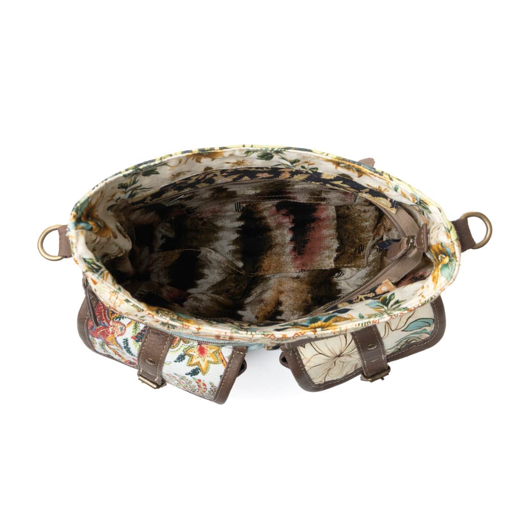 Myra Le Fleur Bel Cowgirl Shoulder Bag for Women in yellow floral with leather and Concho details - Yellow Floral - Thumbnail 5