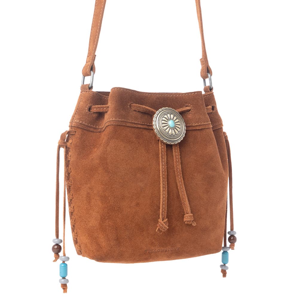 Myra Yellowstone Sundown Ember Suede Leather Bucket Bag in Maple Brown - Maple Brown - Thumbnail 2