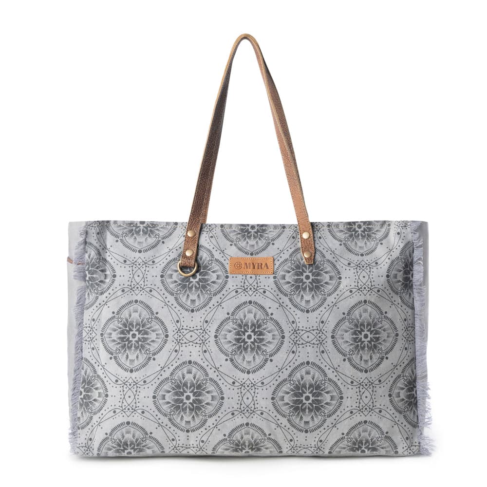 Myra Wild Compass Weekender Bag for Women in sage with vintage print detail - Sage