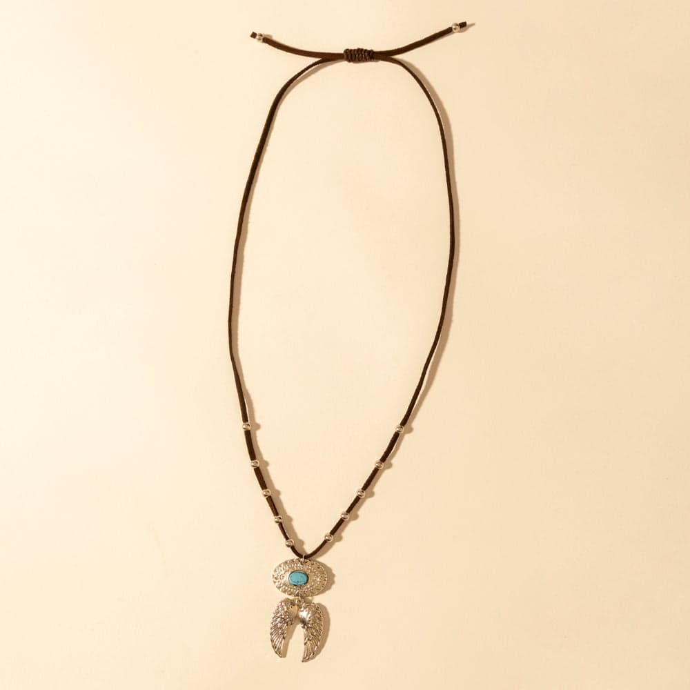 Myra Windspur Feather Necklace in Desert Turquoise - Desert Turquoise