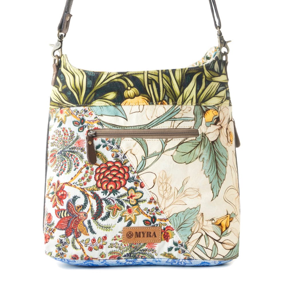 Myra Le Fleur Bel Cowgirl Shoulder Bag for Women in yellow floral with leather and Concho details - Yellow Floral - Thumbnail 3