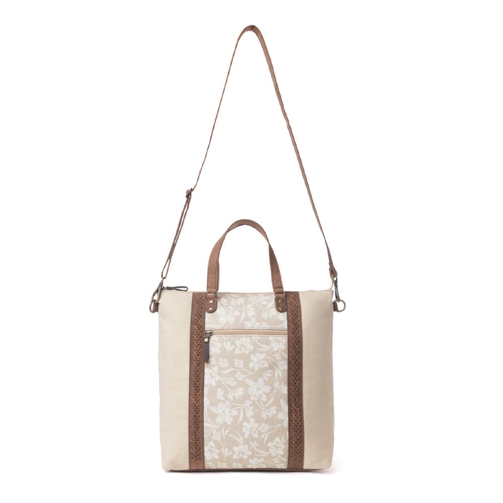 Myra Sunfield Haven Cotton & Leather Tote Bag in Timber Cream - Timber Cream - Thumbnail 4