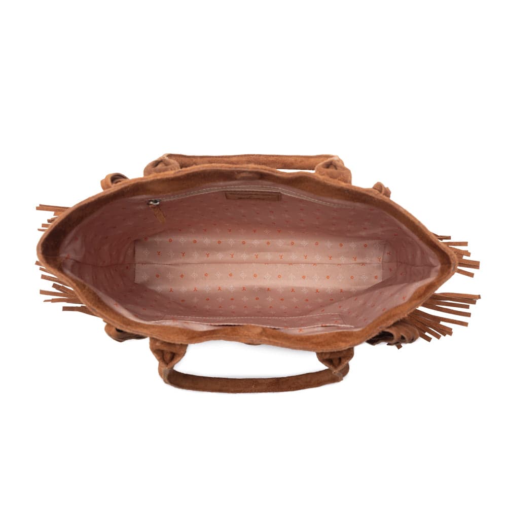 Myra Yellowstone Desert Creek Fringed Suede Leather Concealed Carry Bag in Sand Brown - Sand Brown - Thumbnail 4