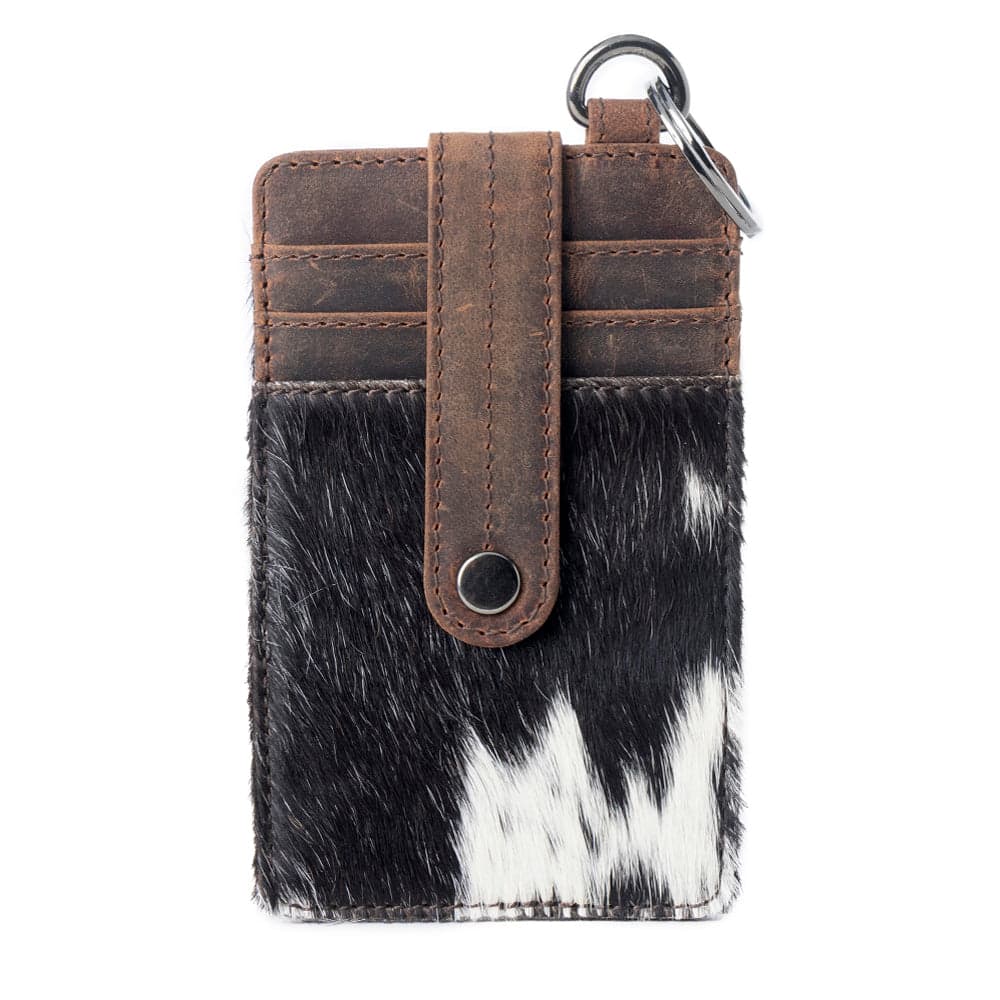 Myra Roper Card Holder for Women in black with hair-on detail - Black