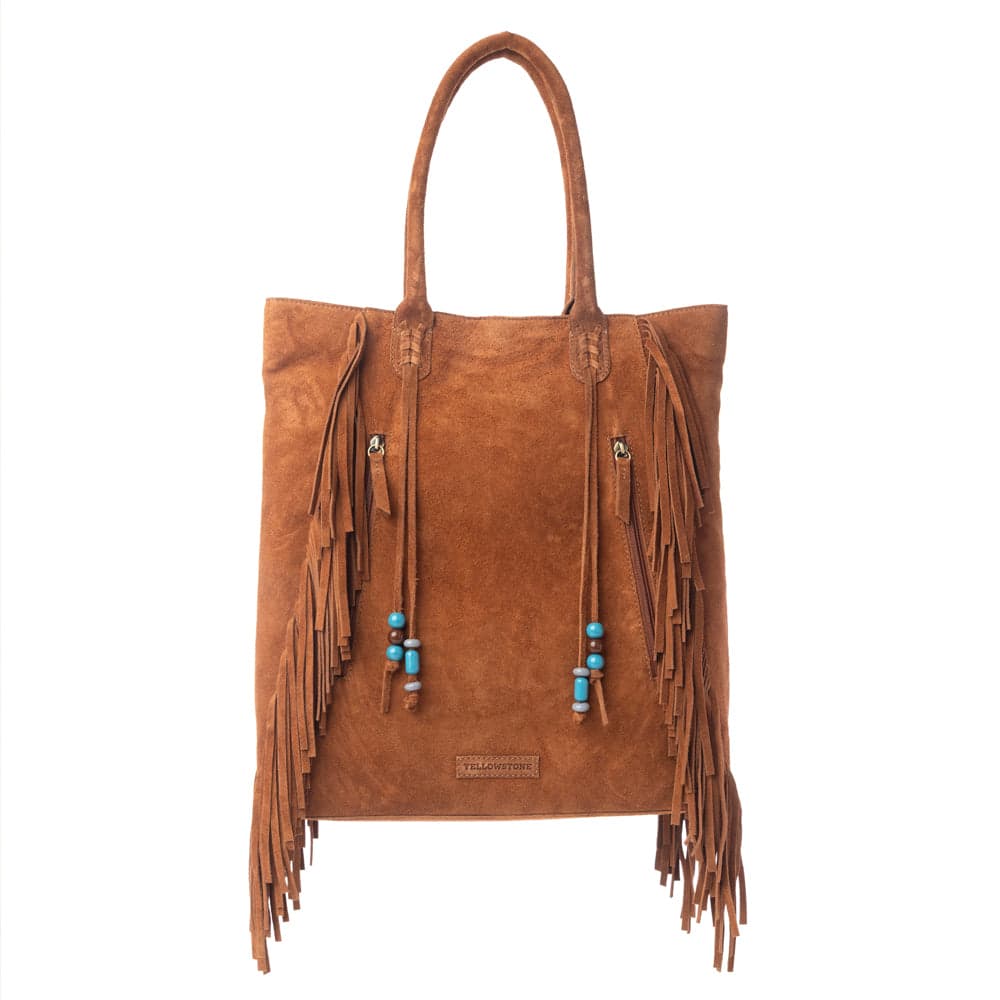Myra Yellowstone Desert Creek Fringed Suede Leather Concealed Carry Bag in Sand Brown - Sand Brown - Thumbnail 3