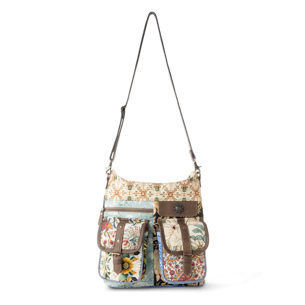 Myra Le Fleur Bel Cowgirl Shoulder Bag for Women in yellow floral with leather and Concho details - Yellow Floral - Thumbnail 4