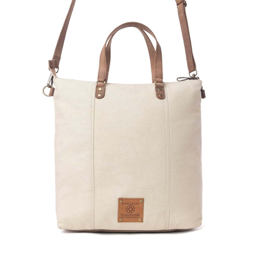 Myra Sunfield Haven Cotton & Leather Tote Bag in Timber Cream - Timber Cream - Thumbnail 3