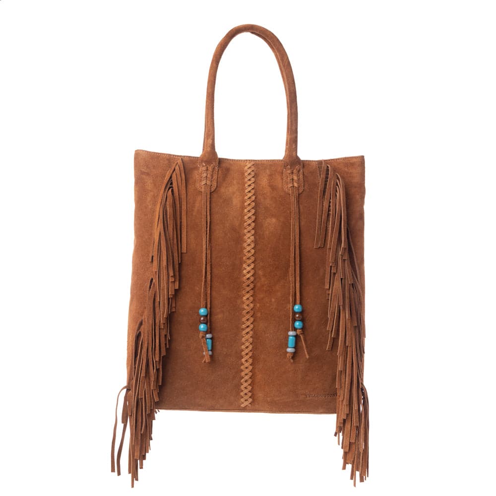 Myra Yellowstone Desert Creek Fringed Suede Leather Concealed Carry Bag in Sand Brown - Sand Brown